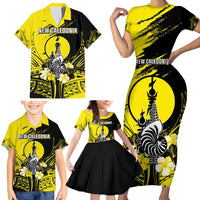 Personalised New Caledonia Day Family Matching Short Sleeve Bodycon Dress and Hawaiian Shirt Kanaky Flag Coat Of Arms Polynesian Pattern LT05 - Polynesian Pride
