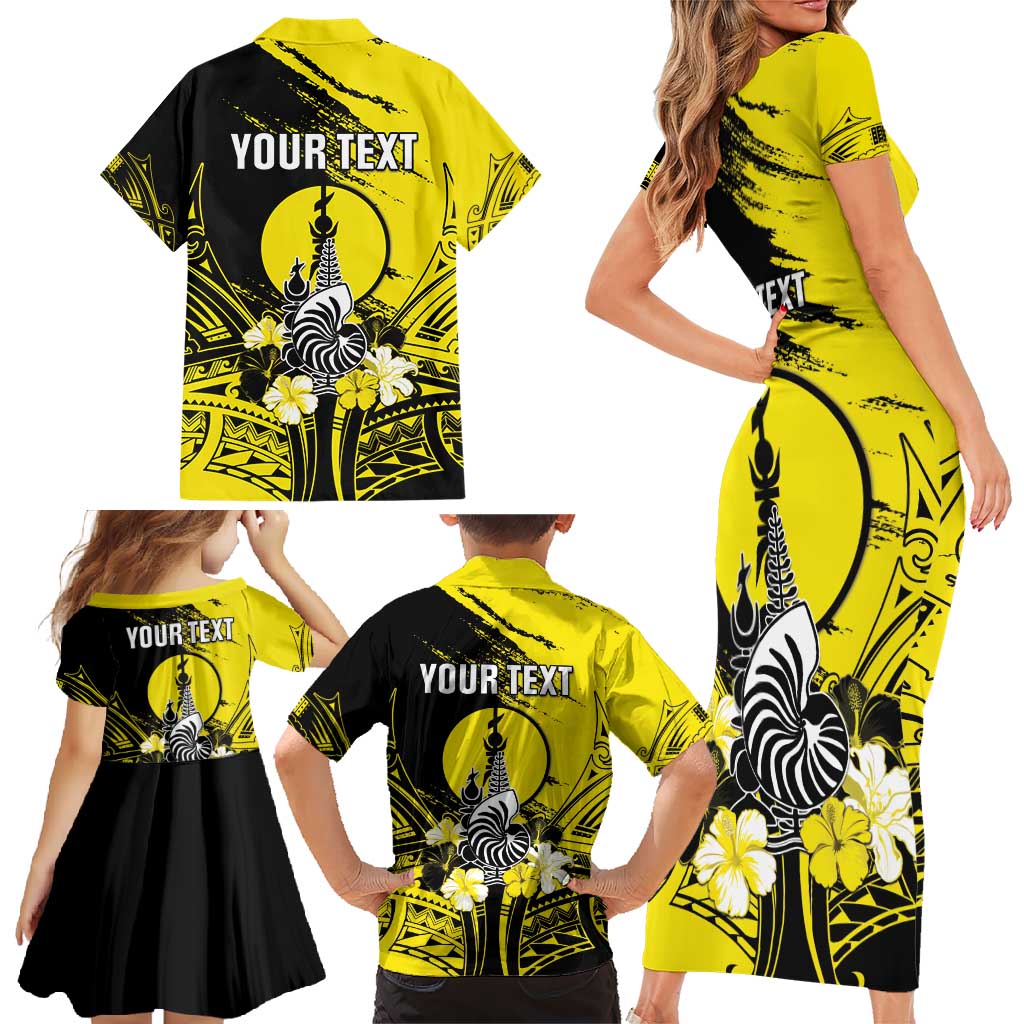 Personalised New Caledonia Day Family Matching Short Sleeve Bodycon Dress and Hawaiian Shirt Kanaky Flag Coat Of Arms Polynesian Pattern LT05 - Polynesian Pride