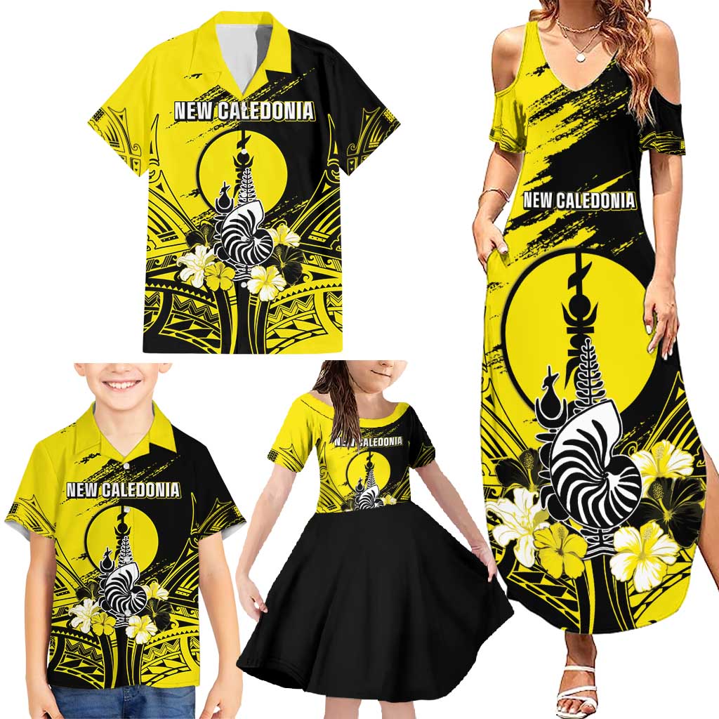 Personalised New Caledonia Day Family Matching Summer Maxi Dress and Hawaiian Shirt Kanaky Flag Coat Of Arms Polynesian Pattern LT05 - Polynesian Pride