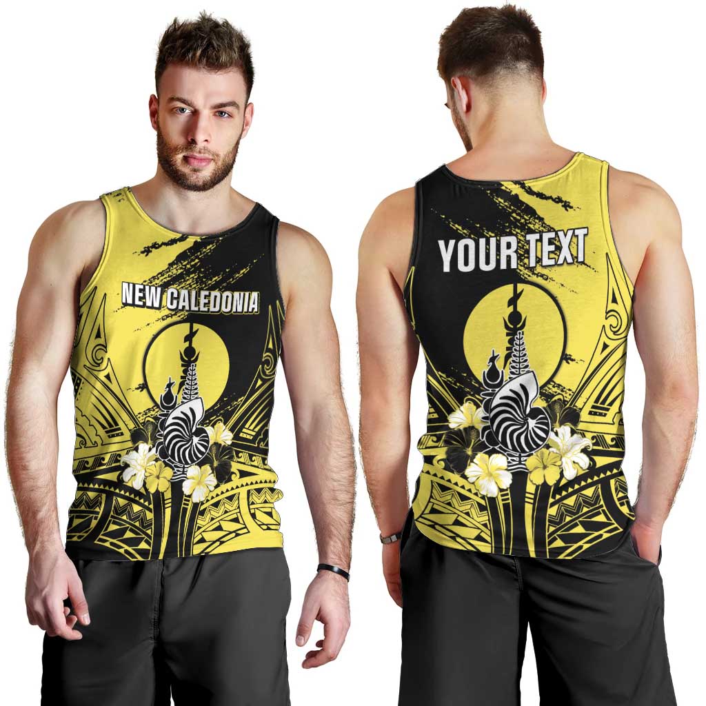 Personalised New Caledonia Day Men Tank Top Kanaky Flag Coat Of Arms Polynesian Pattern