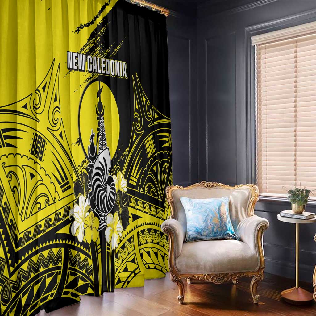 New Caledonia Day Window Curtain Kanaky Flag Coat Of Arms Polynesian Pattern LT05 - Polynesian Pride