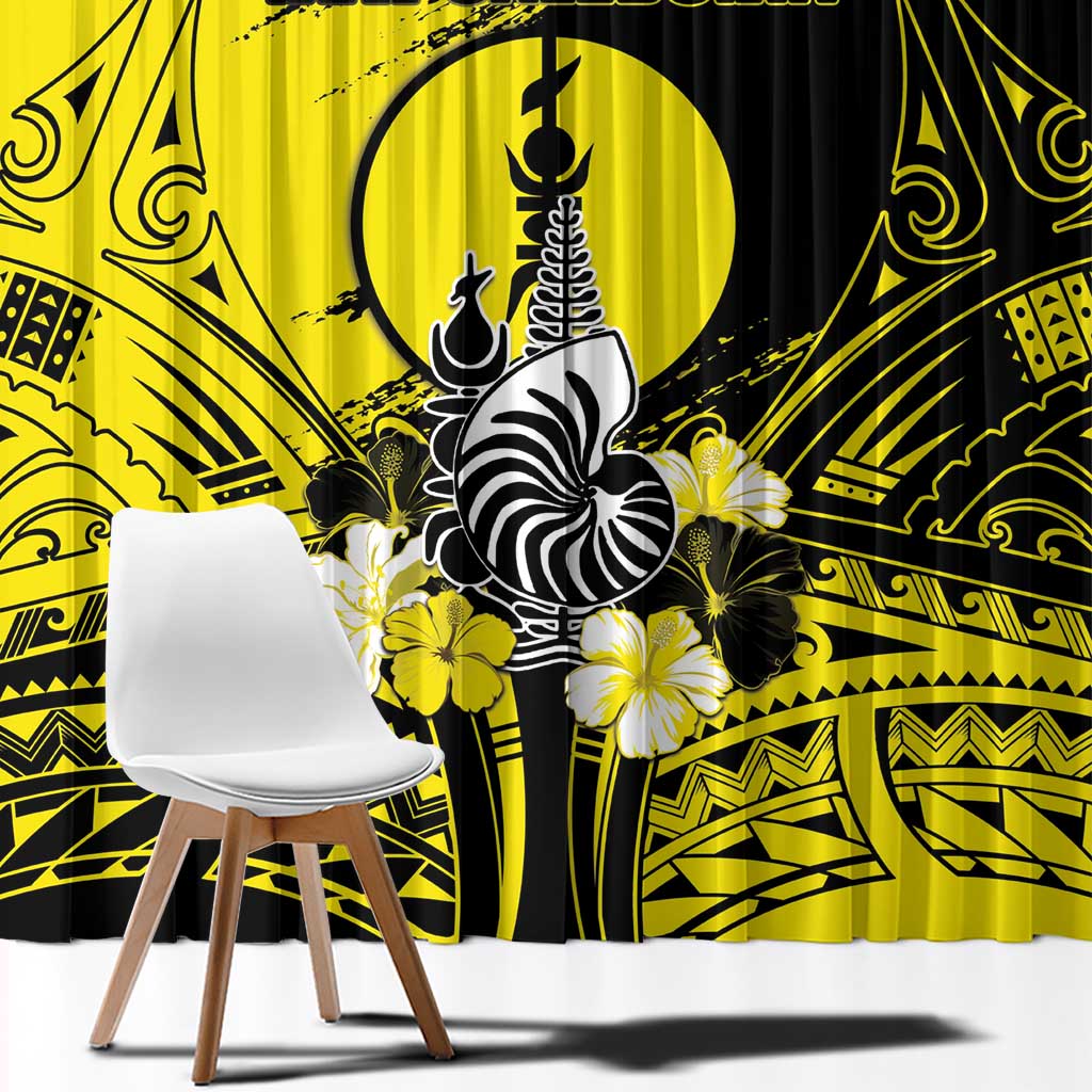 New Caledonia Day Window Curtain Kanaky Flag Coat Of Arms Polynesian Pattern LT05 - Polynesian Pride