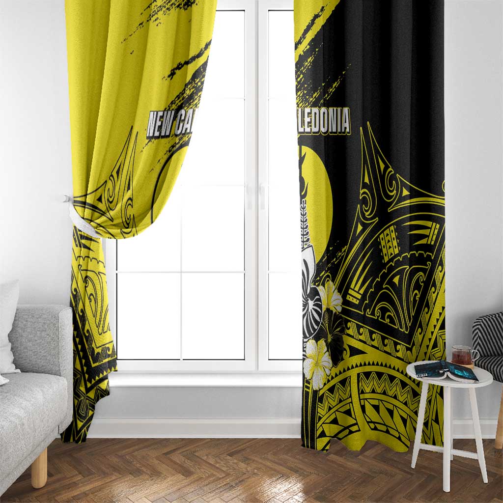 New Caledonia Day Window Curtain Kanaky Flag Coat Of Arms Polynesian Pattern LT05 - Polynesian Pride