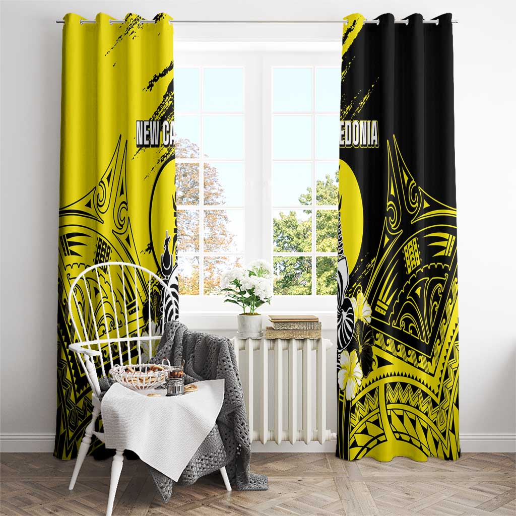 New Caledonia Day Window Curtain Kanaky Flag Coat Of Arms Polynesian Pattern LT05 - Polynesian Pride