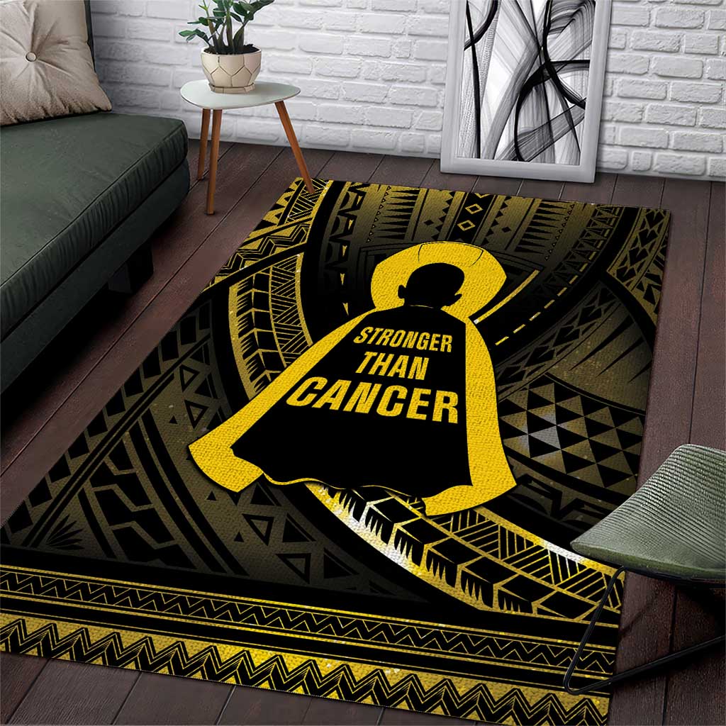 Polynesia Childhood Cancer Awareness Area Rug You Are Stronger Than Cancer LT05 Black - Polynesian Pride