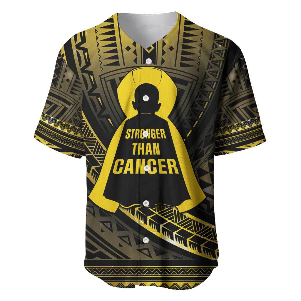 Personalised Polynesia Childhood Cancer Awareness Baseball Jersey You Are Stronger Than Cancer LT05 Black - Polynesian Pride