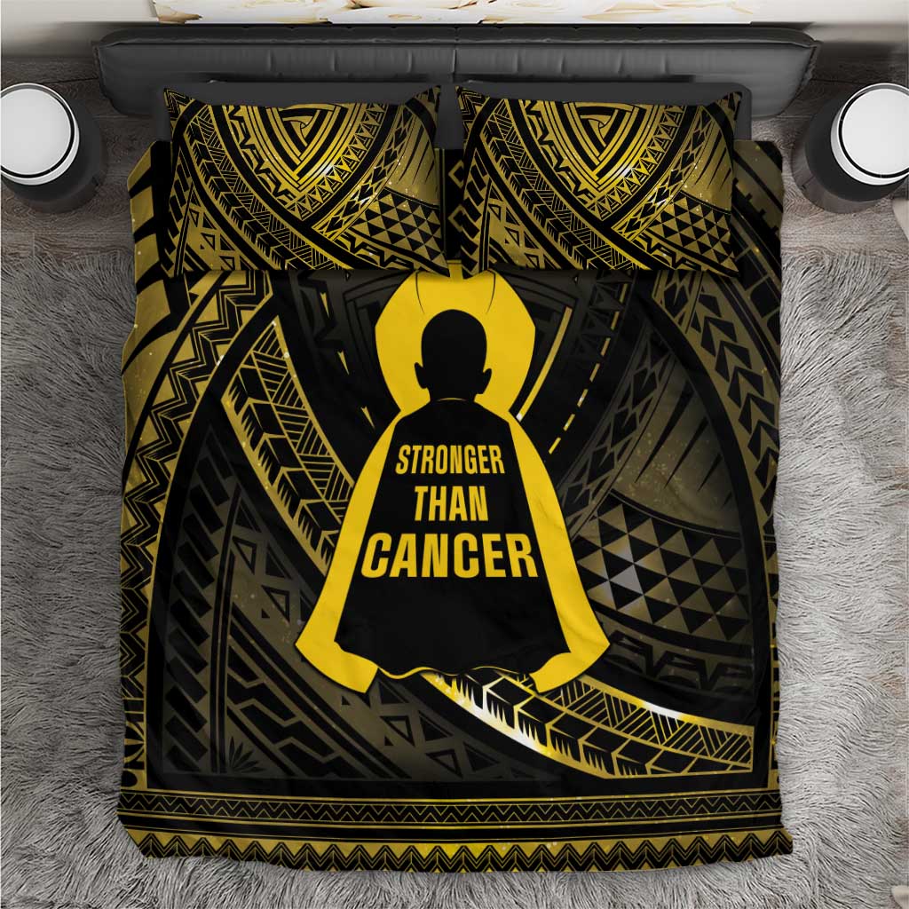 Polynesia Childhood Cancer Awareness Bedding Set You Are Stronger Than Cancer LT05 Black - Polynesian Pride