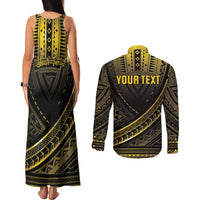 Personalised Polynesia Childhood Cancer Awareness Couples Matching Tank Maxi Dress and Long Sleeve Button Shirt You Are Stronger Than Cancer