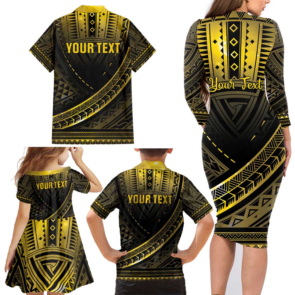 Personalised Polynesia Childhood Cancer Awareness Family Matching Long Sleeve Bodycon Dress and Hawaiian Shirt You Are Stronger Than Cancer LT05 - Polynesian Pride