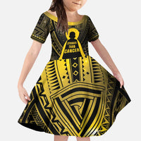 Personalised Polynesia Childhood Cancer Awareness Family Matching Mermaid Dress and Hawaiian Shirt You Are Stronger Than Cancer LT05 Daughter's Dress Black - Polynesian Pride