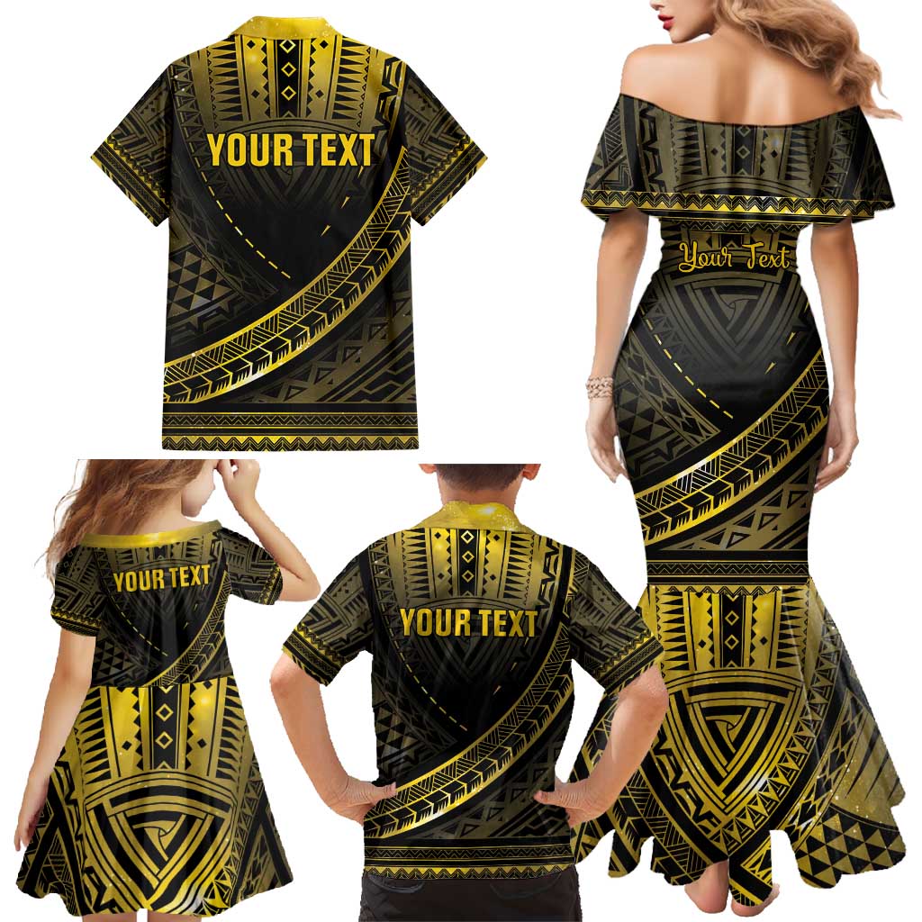 Personalised Polynesia Childhood Cancer Awareness Family Matching Mermaid Dress and Hawaiian Shirt You Are Stronger Than Cancer LT05 - Polynesian Pride