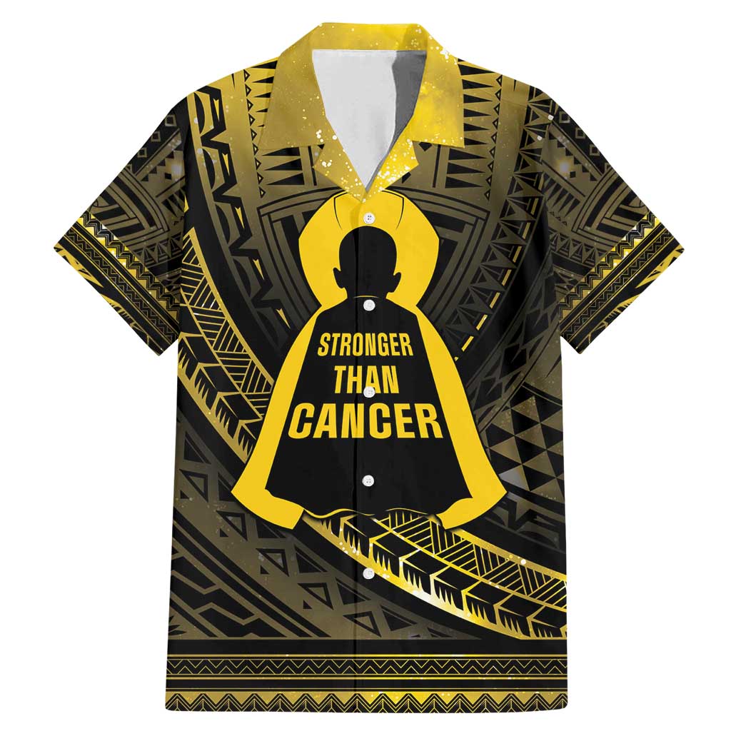 Personalised Polynesia Childhood Cancer Awareness Family Matching Mermaid Dress and Hawaiian Shirt You Are Stronger Than Cancer LT05 Dad's Shirt - Short Sleeve Black - Polynesian Pride