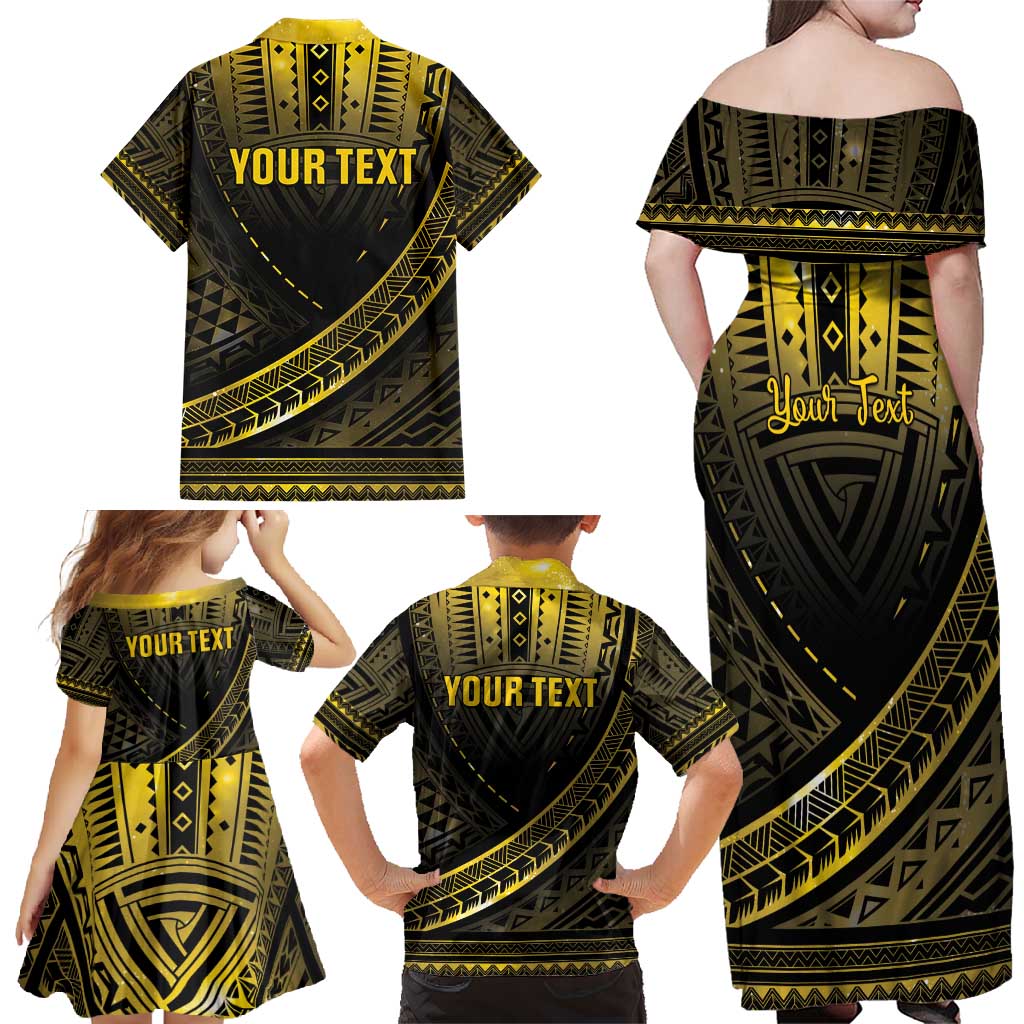 Personalised Polynesia Childhood Cancer Awareness Family Matching Off Shoulder Maxi Dress and Hawaiian Shirt You Are Stronger Than Cancer LT05 - Polynesian Pride