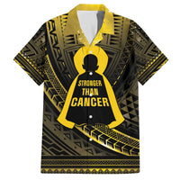 Personalised Polynesia Childhood Cancer Awareness Family Matching Off Shoulder Short Dress and Hawaiian Shirt You Are Stronger Than Cancer LT05 Dad's Shirt - Short Sleeve Black - Polynesian Pride