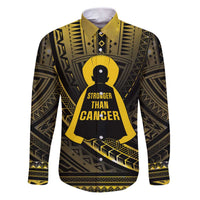 Personalised Polynesia Childhood Cancer Awareness Family Matching Puletasi and Hawaiian Shirt You Are Stronger Than Cancer LT05 Dad's Shirt - Long Sleeve Black - Polynesian Pride