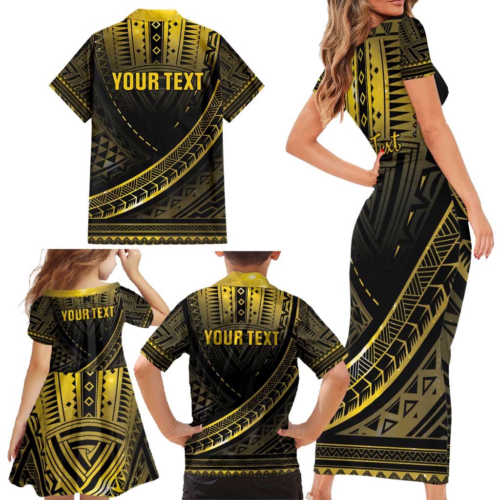 Personalised Polynesia Childhood Cancer Awareness Family Matching Short Sleeve Bodycon Dress and Hawaiian Shirt You Are Stronger Than Cancer LT05 - Polynesian Pride