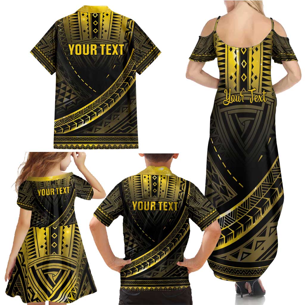 Personalised Polynesia Childhood Cancer Awareness Family Matching Summer Maxi Dress and Hawaiian Shirt You Are Stronger Than Cancer LT05 - Polynesian Pride