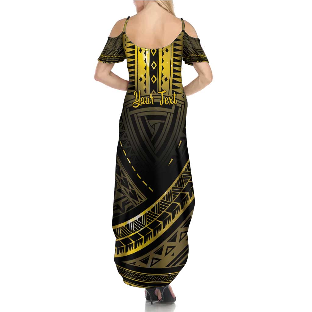 Personalised Polynesia Childhood Cancer Awareness Family Matching Summer Maxi Dress and Hawaiian Shirt You Are Stronger Than Cancer LT05 - Polynesian Pride
