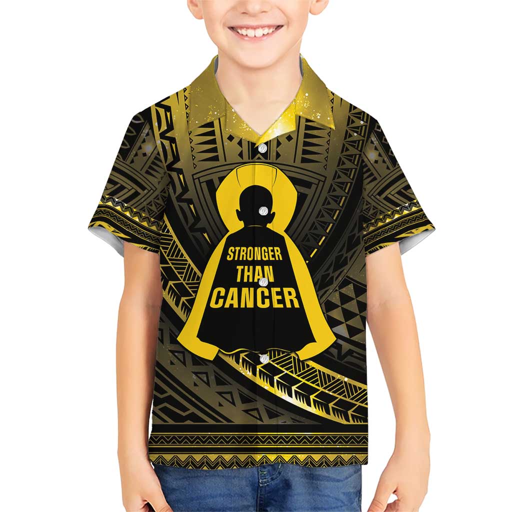 Personalised Polynesia Childhood Cancer Awareness Kid Hawaiian Shirt You Are Stronger Than Cancer LT05 Kid Black - Polynesian Pride