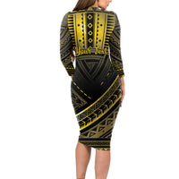 Personalised Polynesia Childhood Cancer Awareness Long Sleeve Bodycon Dress You Are Stronger Than Cancer