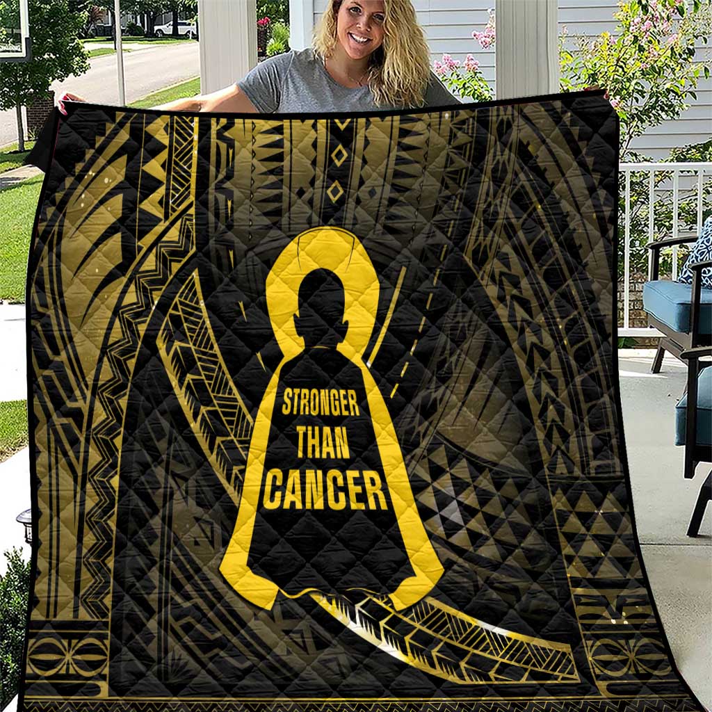 Polynesia Childhood Cancer Awareness Quilt You Are Stronger Than Cancer LT05 Black - Polynesian Pride