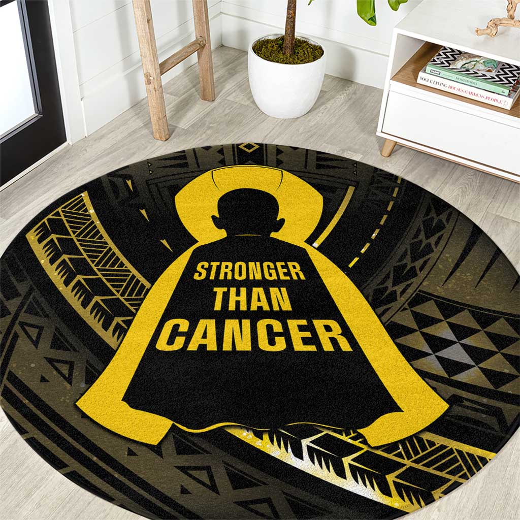 Polynesia Childhood Cancer Awareness Round Carpet You Are Stronger Than Cancer LT05 Black - Polynesian Pride