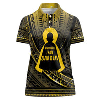 Personalised Polynesia Childhood Cancer Awareness Women Polo Shirt You Are Stronger Than Cancer LT05 Female Black - Polynesian Pride