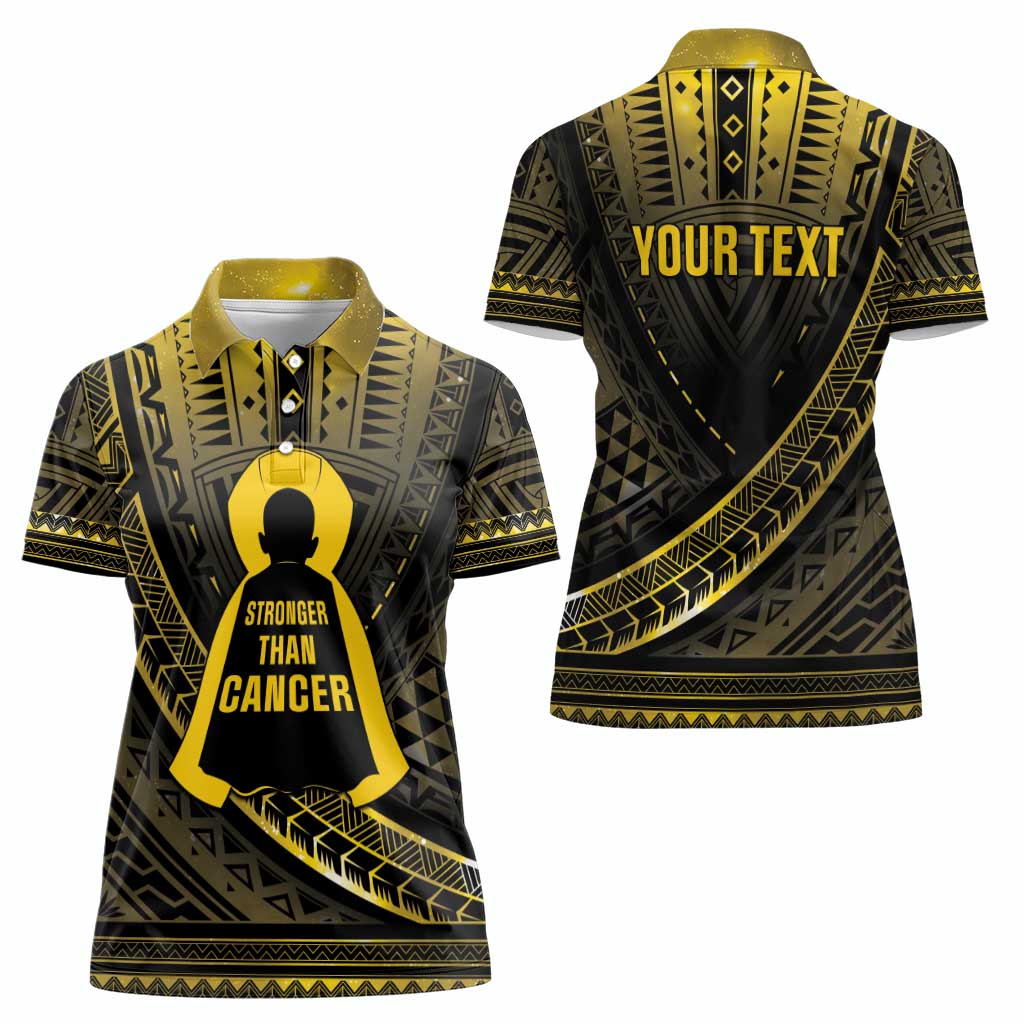 Personalised Polynesia Childhood Cancer Awareness Women Polo Shirt You Are Stronger Than Cancer LT05 - Polynesian Pride