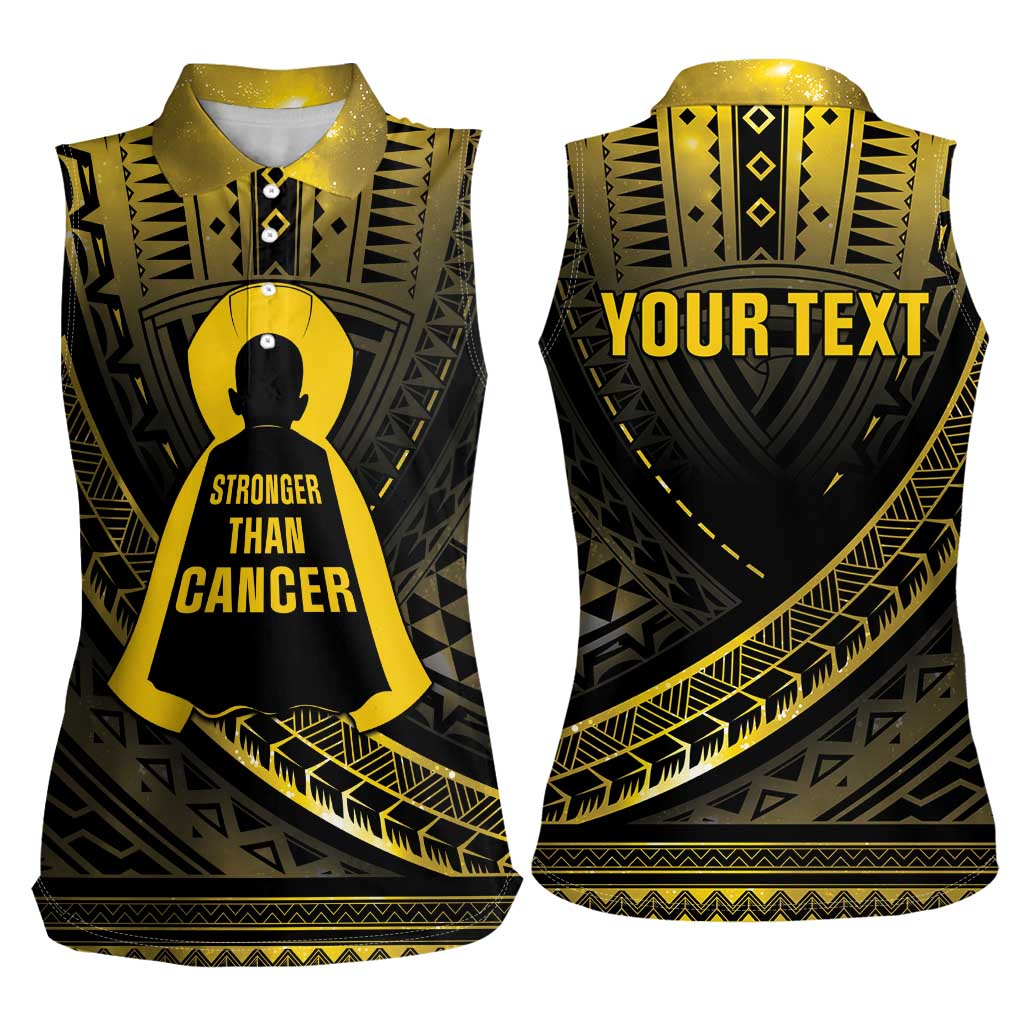 Personalised Polynesia Childhood Cancer Awareness Women Sleeveless Polo Shirt You Are Stronger Than Cancer