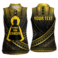 Personalised Polynesia Childhood Cancer Awareness Women Sleeveless Polo Shirt You Are Stronger Than Cancer