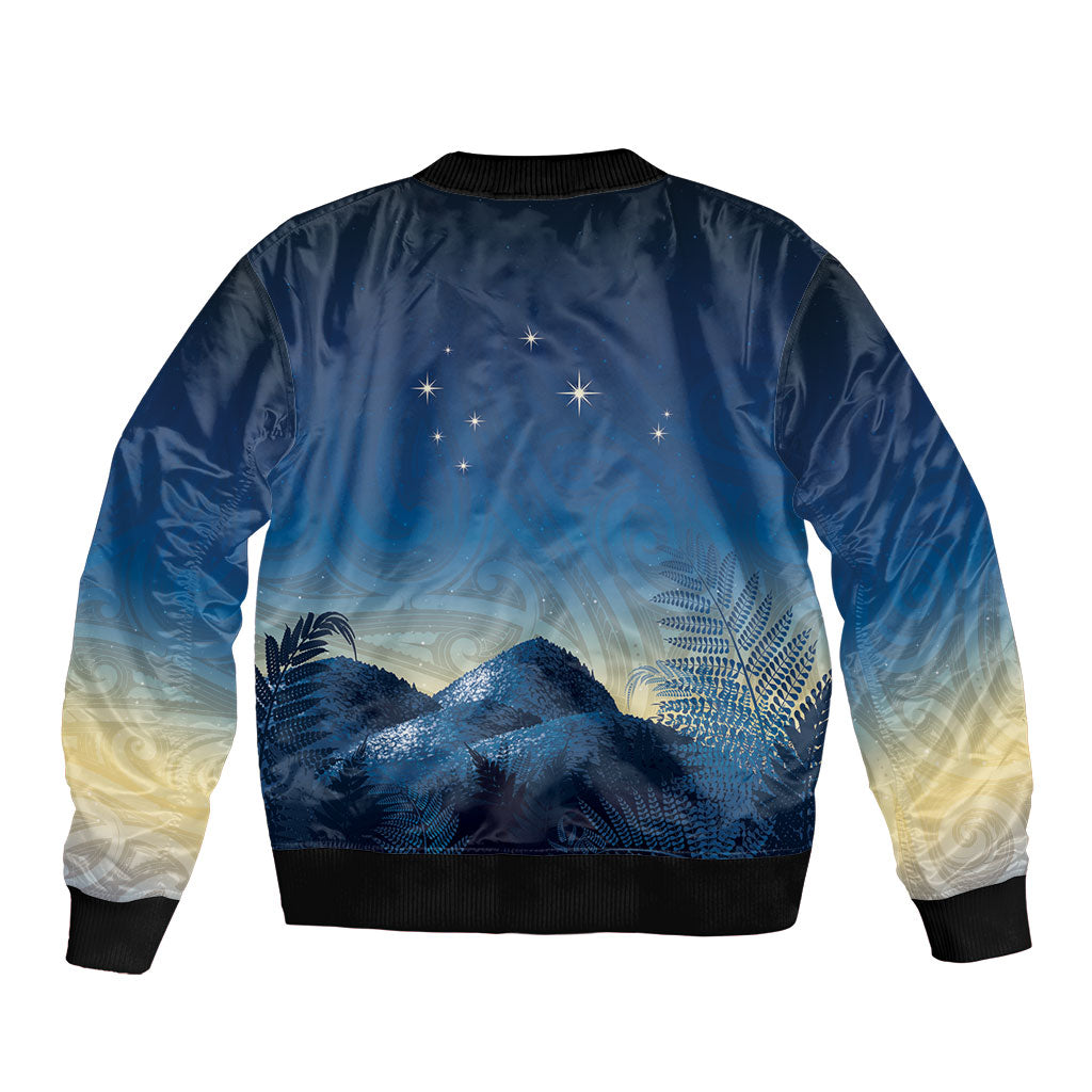 New Zealand Matariki Bomber Jacket Maori Waka With Silver Fern LT05 - Polynesian Pride