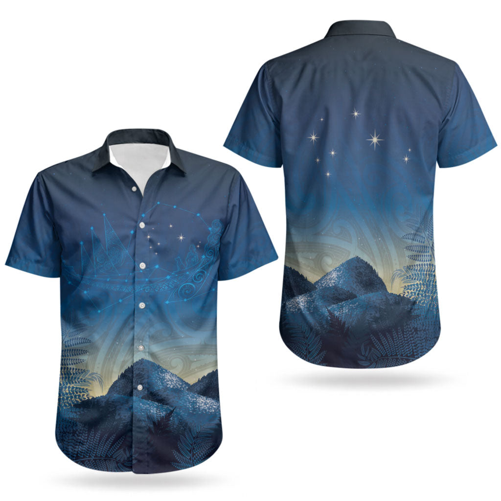 New Zealand Matariki Couples Matching Tank Maxi Dress and Hawaiian Shirt Maori Waka With Silver Fern LT05 - Polynesian Pride