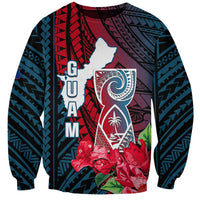 Guam Sweatshirt Latte Stone Mix Bougainvillea Polynesian Pattern LT05 Unisex Blue - Polynesian Pride