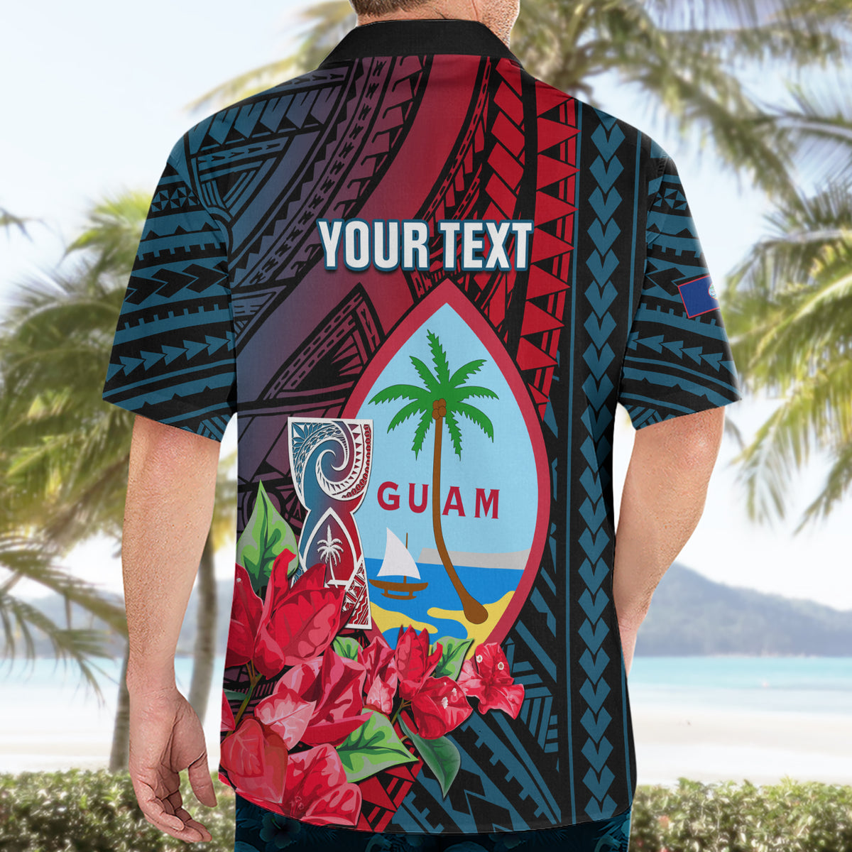 Personalized Guam Hawaiian Shirt Latte Stone Mix Bougainvillea Polynesian Pattern LT05 - Polynesian Pride