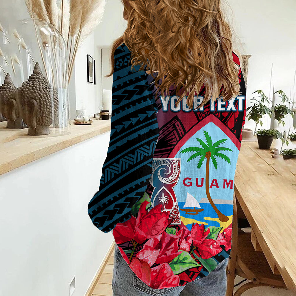 Personalized Guam Women Casual Shirt Latte Stone Mix Bougainvillea Polynesian Pattern LT05 - Polynesian Pride