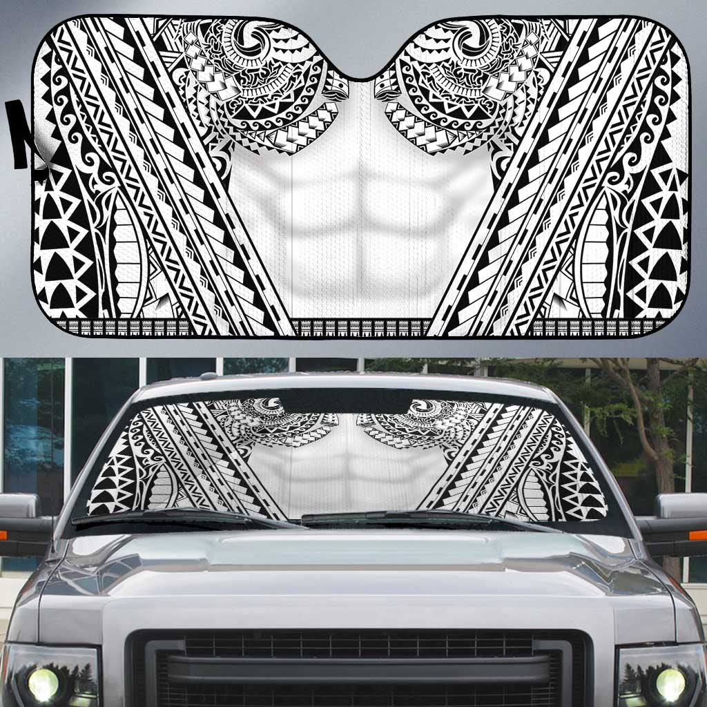 Polynesian Tattoo Inspired Cosplay Costume Auto Sun Shade Tribal Warrior White LT05 White - Polynesian Pride