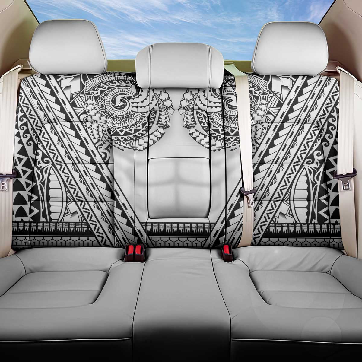 Polynesian Tattoo Inspired Cosplay Costume Back Car Seat Cover Tribal Warrior White LT05 One Size White - Polynesian Pride
