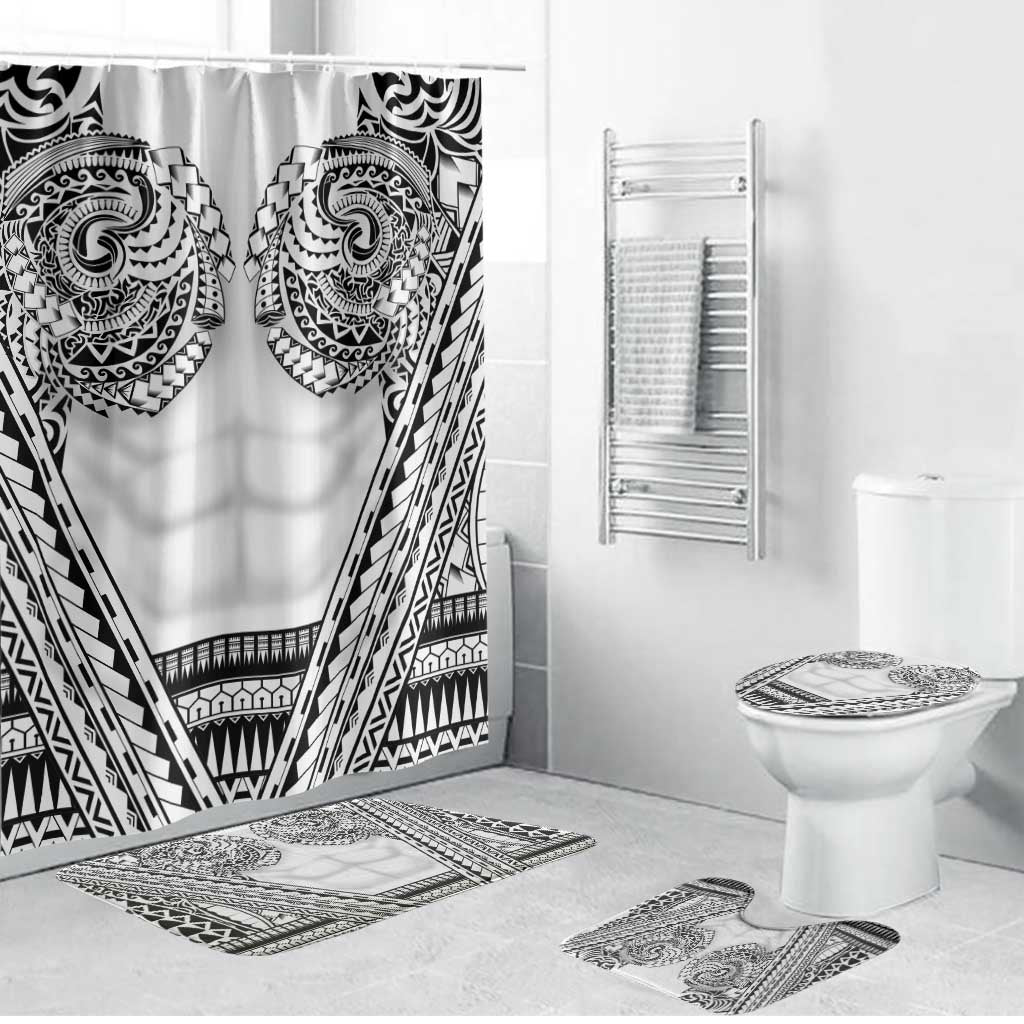 Polynesian Tattoo Inspired Cosplay Costume Bathroom Set Tribal Warrior White LT05 Bathroom Set (4 pcs) White - Polynesian Pride