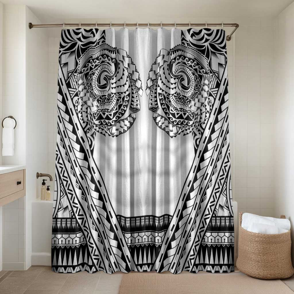 Polynesian Tattoo Inspired Cosplay Costume Bathroom Set Tribal Warrior White LT05 Shower Curtain Only White - Polynesian Pride