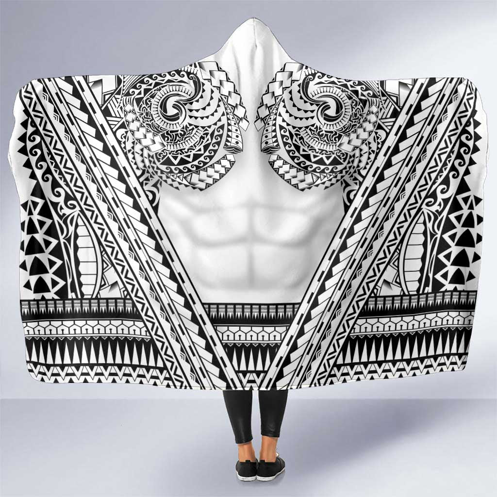 Polynesian Tattoo Inspired Cosplay Costume Hooded Blanket Tribal Warrior White LT05 One Size White - Polynesian Pride