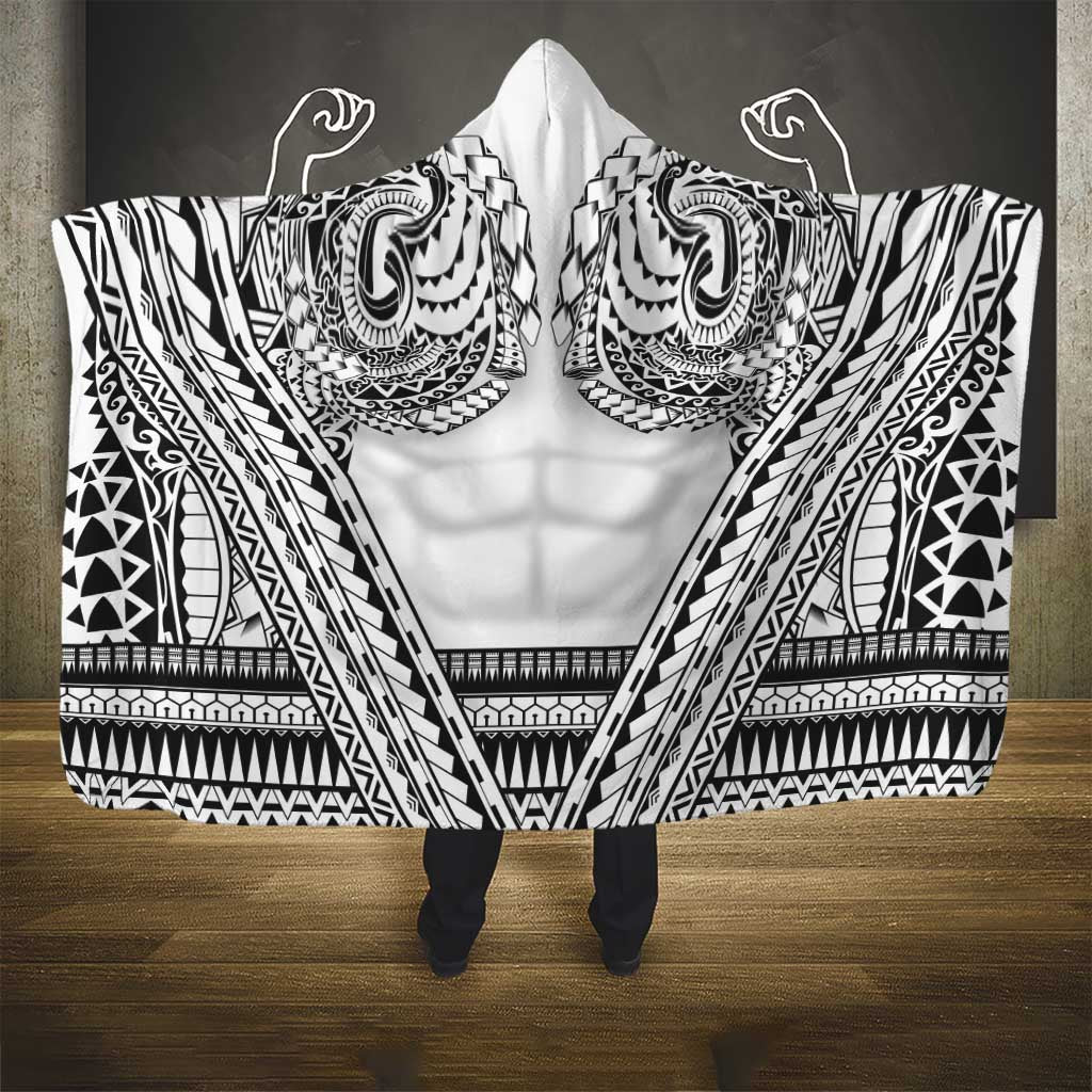 Polynesian Tattoo Inspired Cosplay Costume Hooded Blanket Tribal Warrior White LT05 - Polynesian Pride