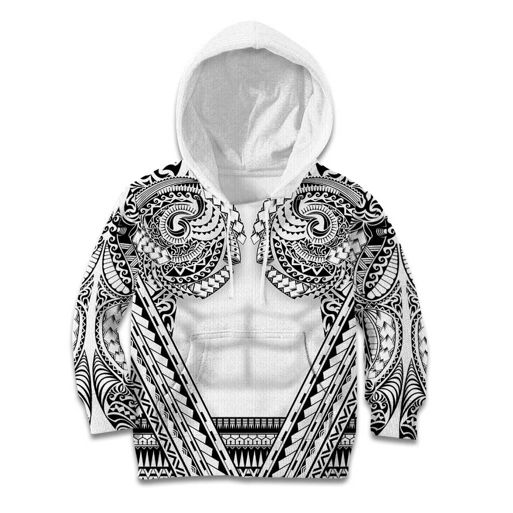 Polynesian Tattoo Inspired Cosplay Costume Kid Hoodie Tribal Warrior White LT05 Hoodie White - Polynesian Pride
