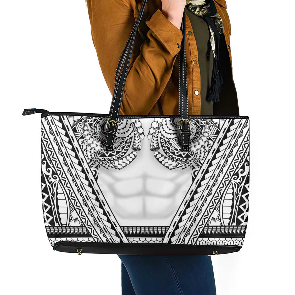 Polynesian Tattoo Inspired Cosplay Costume Leather Tote Bag Tribal Warrior White - Polynesian Pride