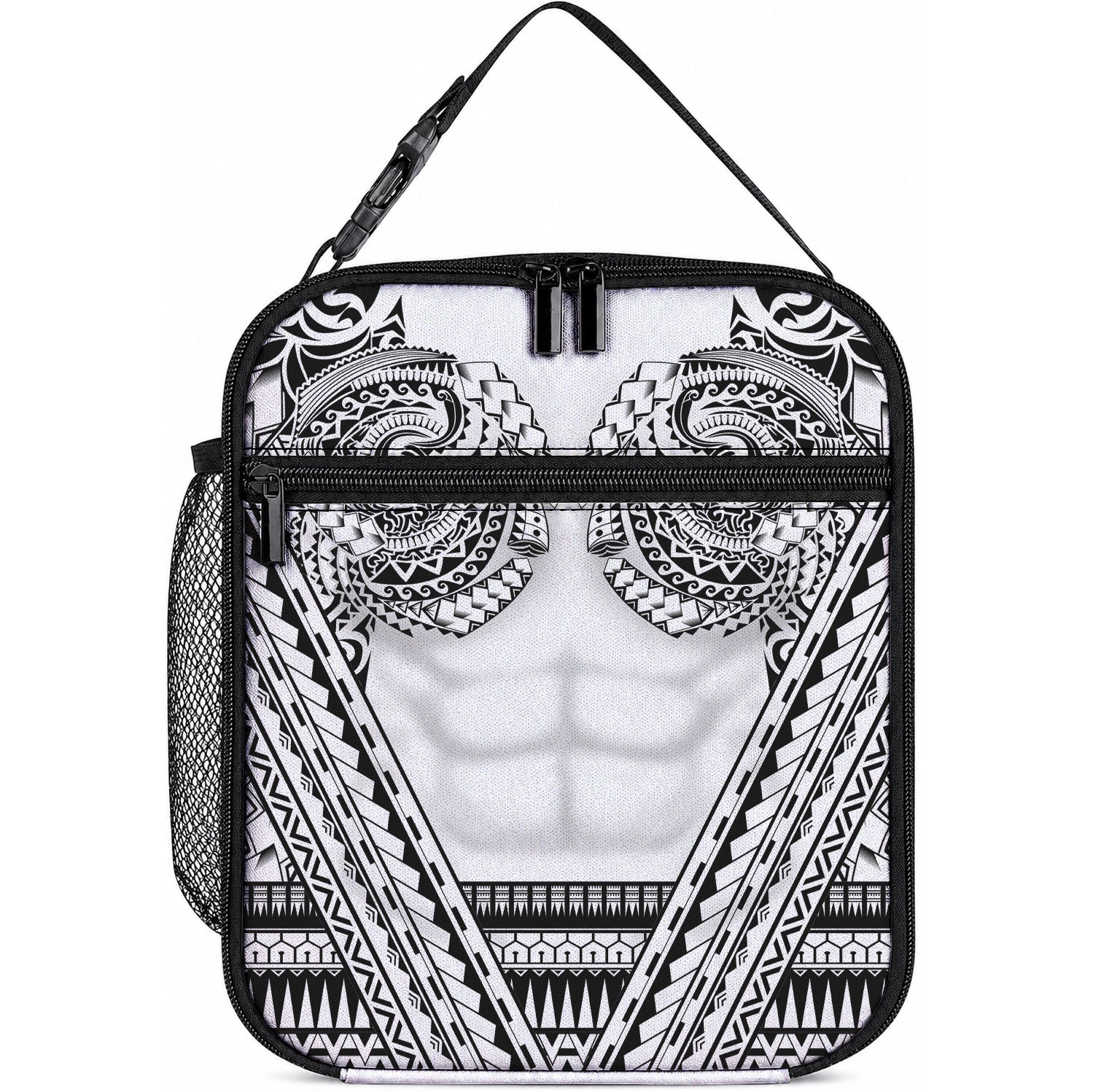 Polynesian Tattoo Inspired Cosplay Costume Lunch Bag Tribal Warrior White LT05 10.2 × 8.3 × 4.3 inch White - Polynesian Pride
