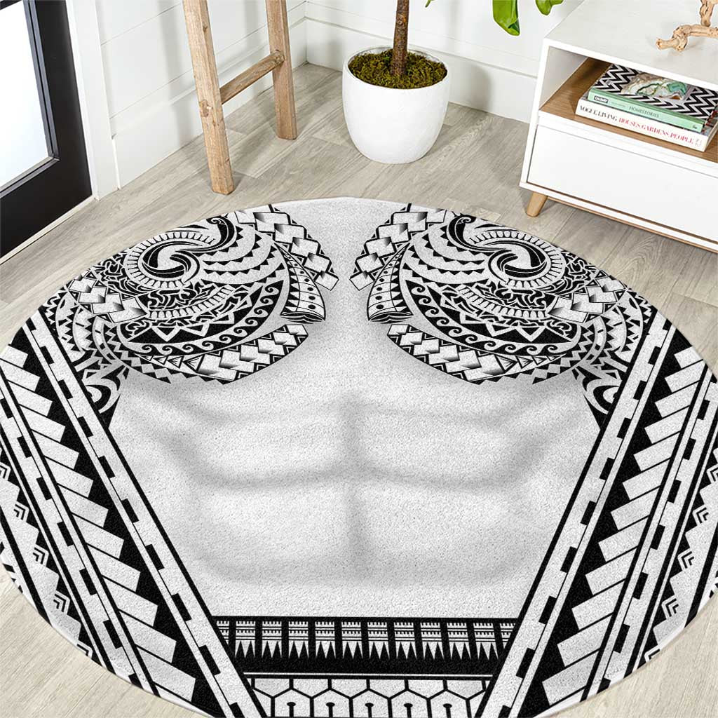 Polynesian Tattoo Inspired Cosplay Costume Round Carpet Tribal Warrior White LT05 White - Polynesian Pride