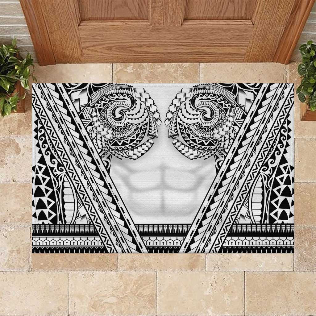 Polynesian Tattoo Inspired Cosplay Costume Rubber Doormat Tribal Warrior White LT05 White - Polynesian Pride