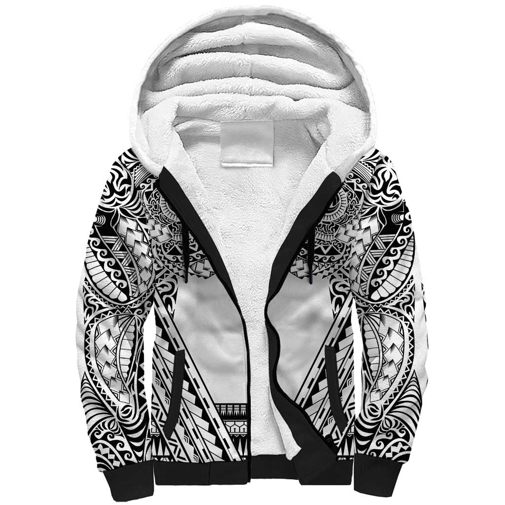 Polynesian Tattoo Inspired Cosplay Costume Sherpa Hoodie Tribal Warrior White LT05 Unisex White - Polynesian Pride