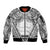 Polynesian Tattoo Inspired Cosplay Costume Sleeve Zip Bomber Jacket Tribal Warrior White - Polynesian Pride