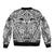 Polynesian Tattoo Inspired Cosplay Costume Sleeve Zip Bomber Jacket Tribal Warrior White - Polynesian Pride