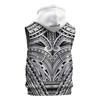 Polynesian Tattoo Inspired Cosplay Costume Sleeveless Zip Hoodie Tribal Warrior White - Polynesian Pride